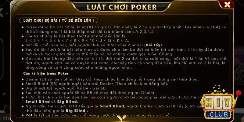 Bài Poker Hitclub - Hướng dẫn cách chơi và kinh nghiệm thắng 3 Luật chơi bài Poker Hitclub cho người mới